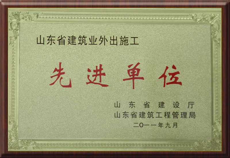 山东省建筑业外出施工先进单位